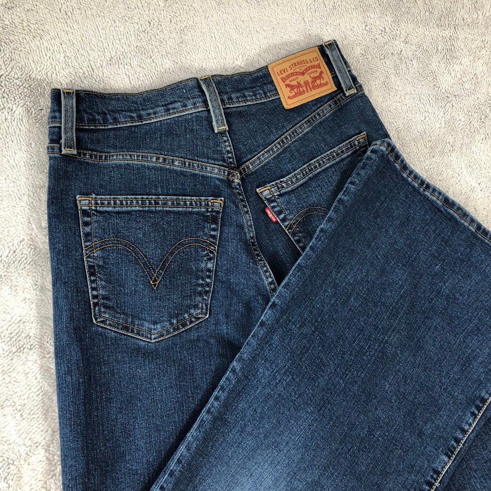 Levis Ribcage Bell Jeans Womens 28 Denim High Rise Wide Leg Flare Hippie (28x31)